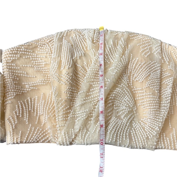 Apricot Off Shoulder Embroidered Corset Crop Top Dramatic Puff Sleeve Coquette - Picture 7 of 14